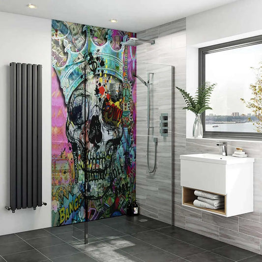 Skull Dollar Acrylic Shower Waterproof Wall Panel Rock Salt Prints